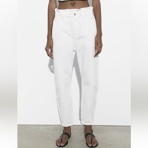 Zara high waist paper bag jeans
